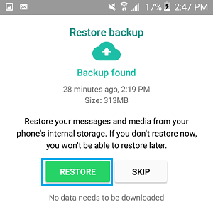 restore backup from local backup