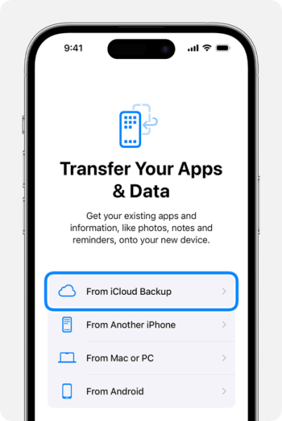 restore data from icloud backup iphone