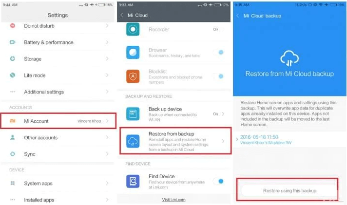 xiaomi data recovery with Mi cloud