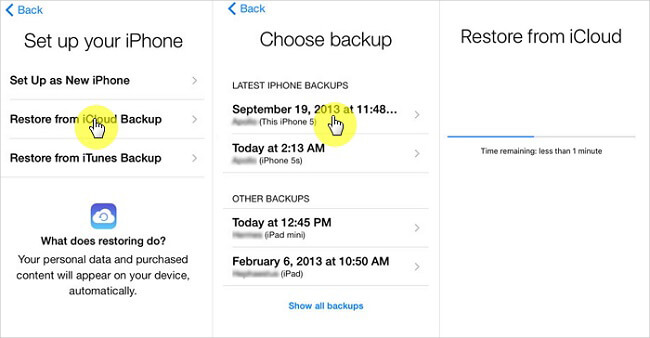 restore icloud backup to recover telegram messages