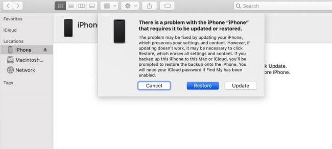 restore iPhone via iTunes