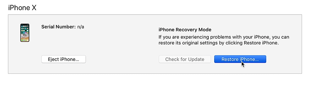 itunes detect an iphone in recovery mode