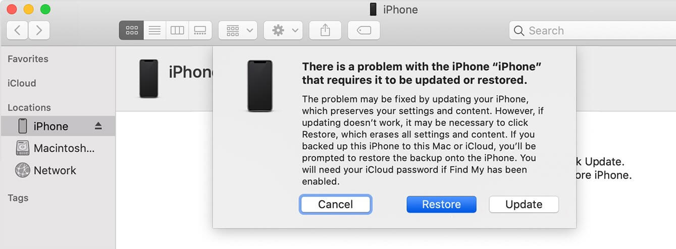 restore iphone with ituens