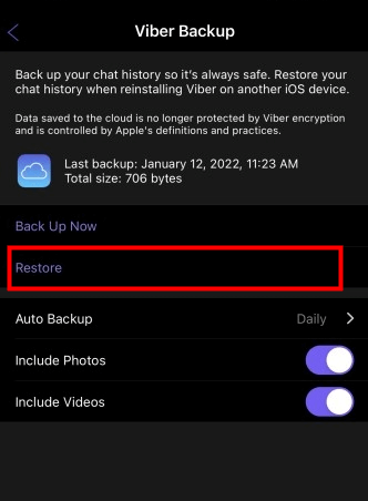 restore Viber messages after reinstalling it