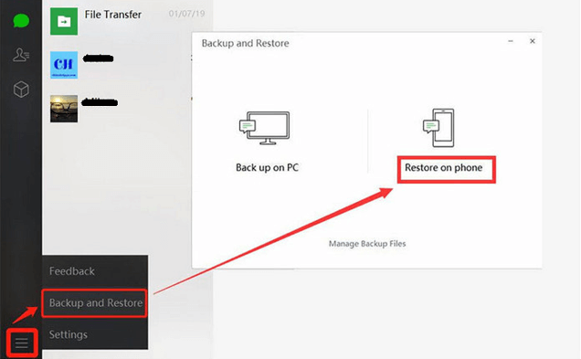 restore WeChat messages from computer backup