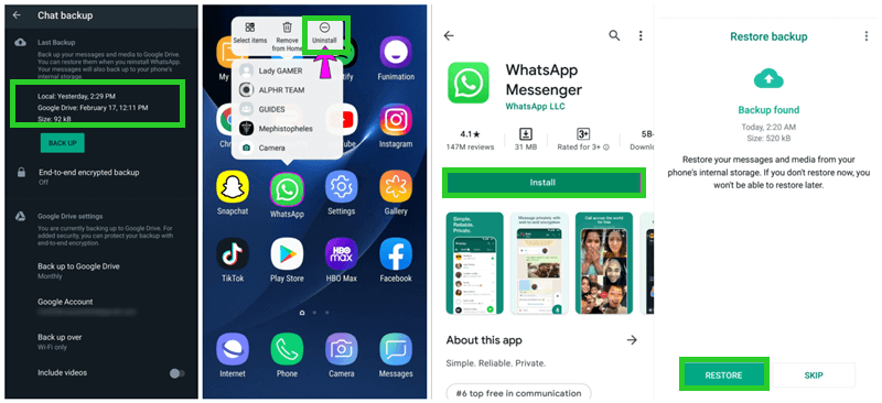 restore WhatsApp chatbackup to Android