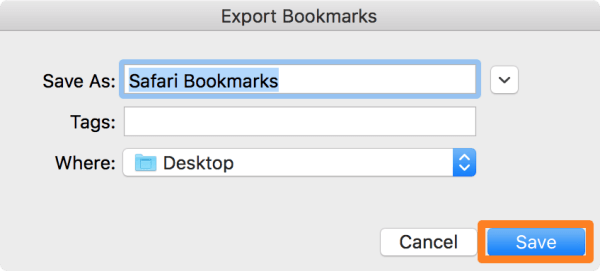 save Safari bookmarks on mac