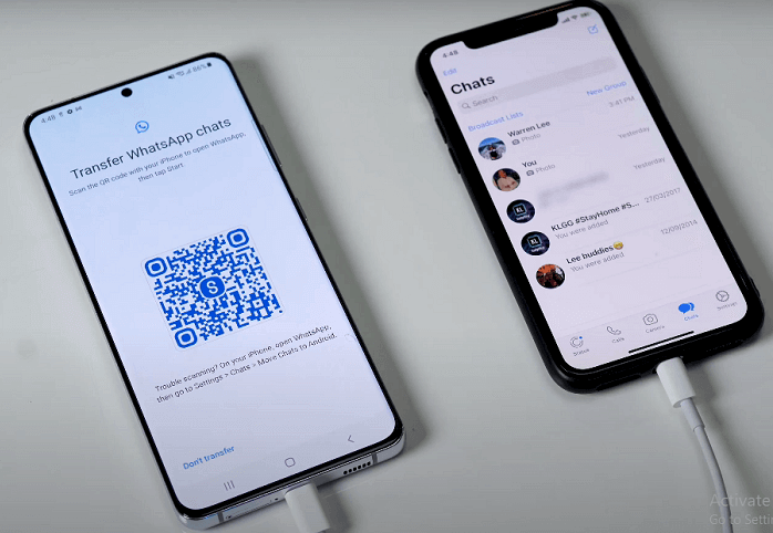 scan QR code on samsung for WhatsApp transfer