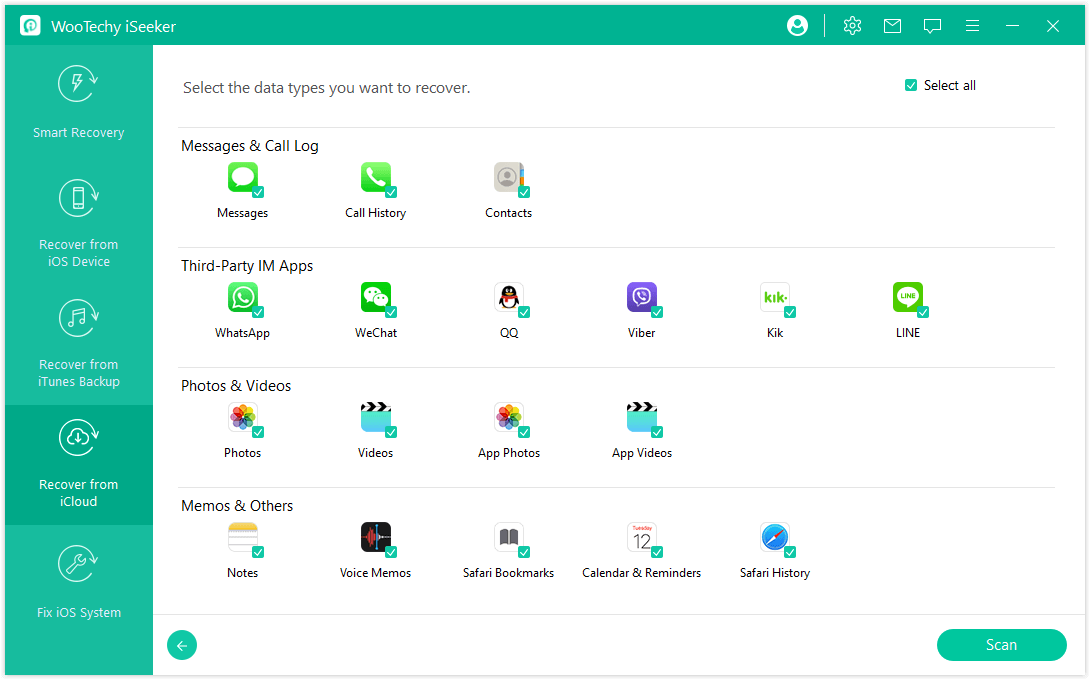 select file types for scanning