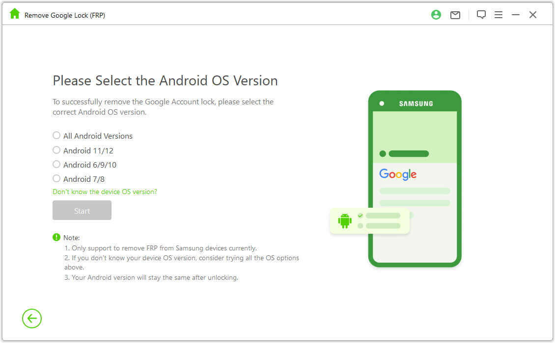 select device version remove google lock