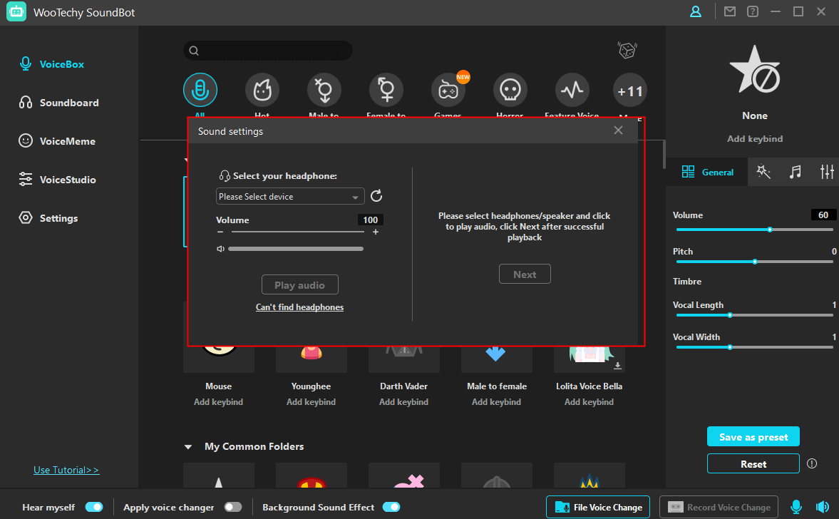 select headphone as output device