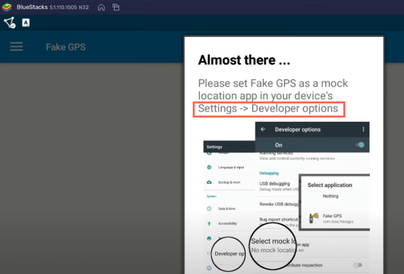 enable mock location in Bluestacks