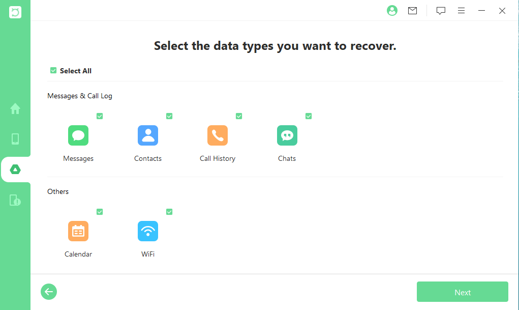 seleccionar los tipos de datos iseeker android
