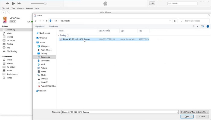 update iPhone by downloading IPSW file