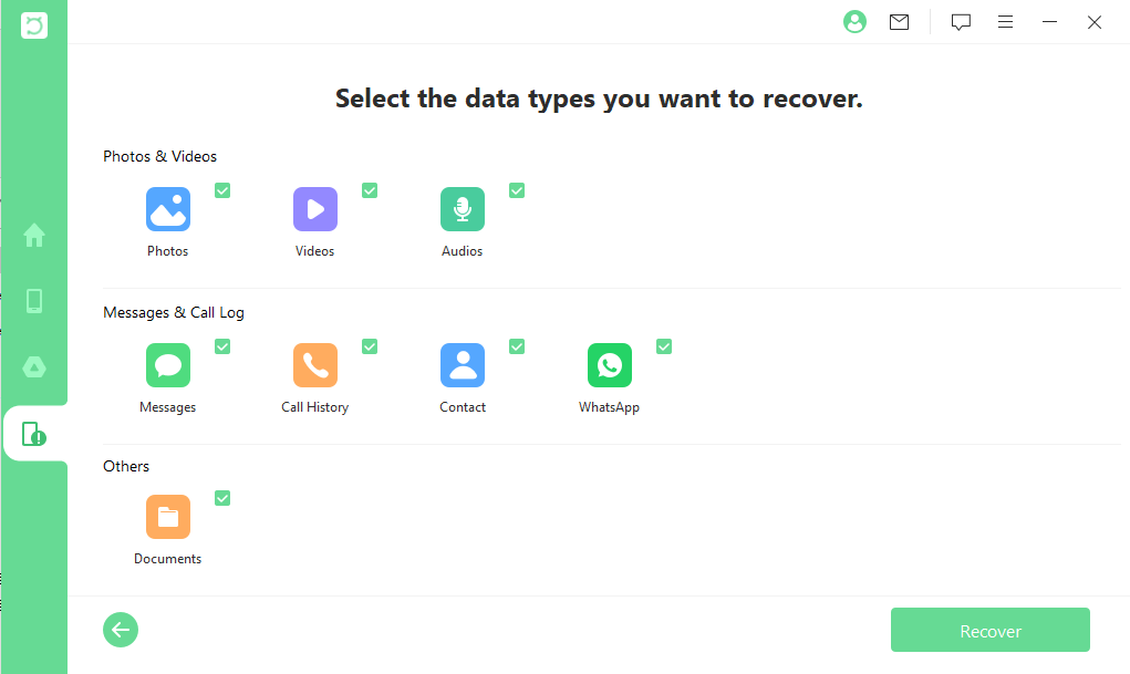 select the files types broken phone