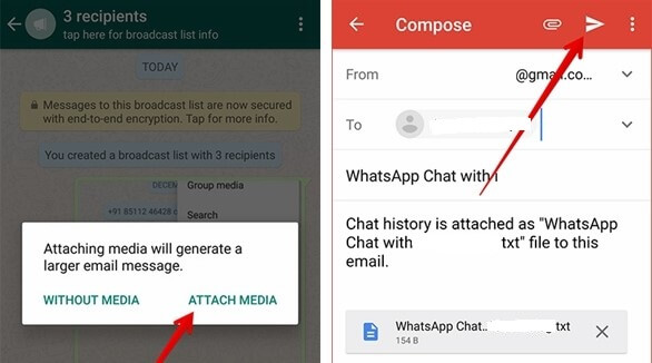 backup WhatsApp via email