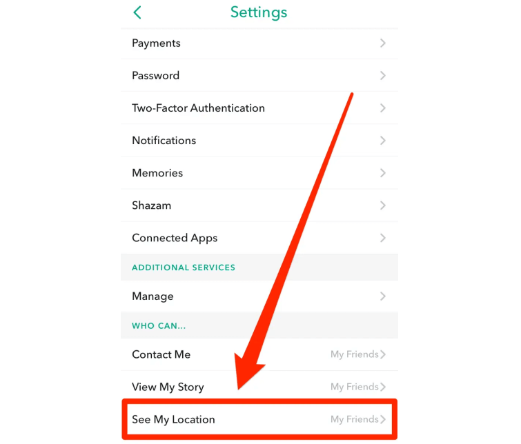 settings see my location snapchat