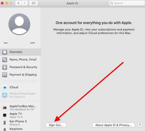 sign out apple id mac