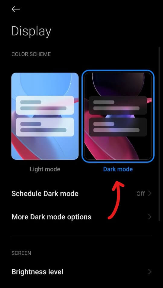 android Dark mode