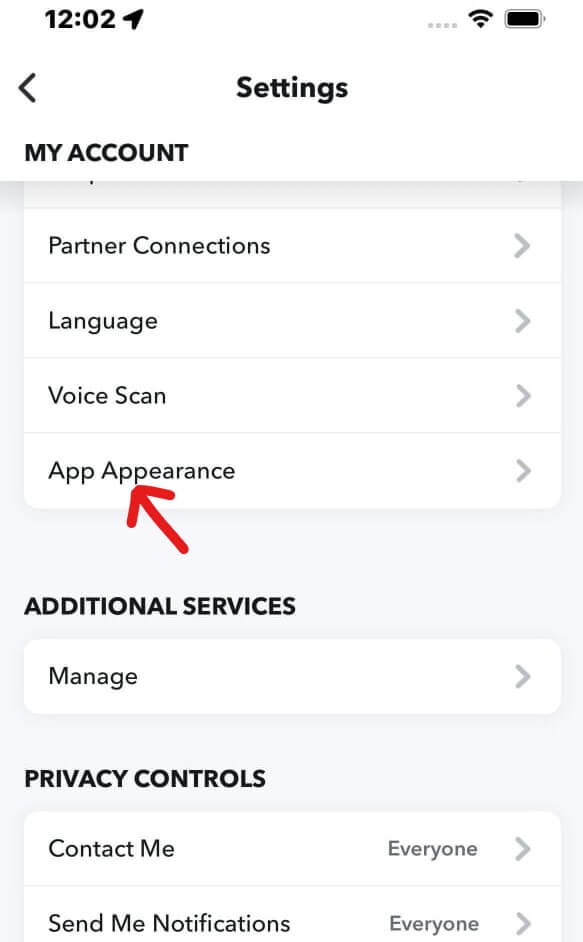 click snapchat app appearance