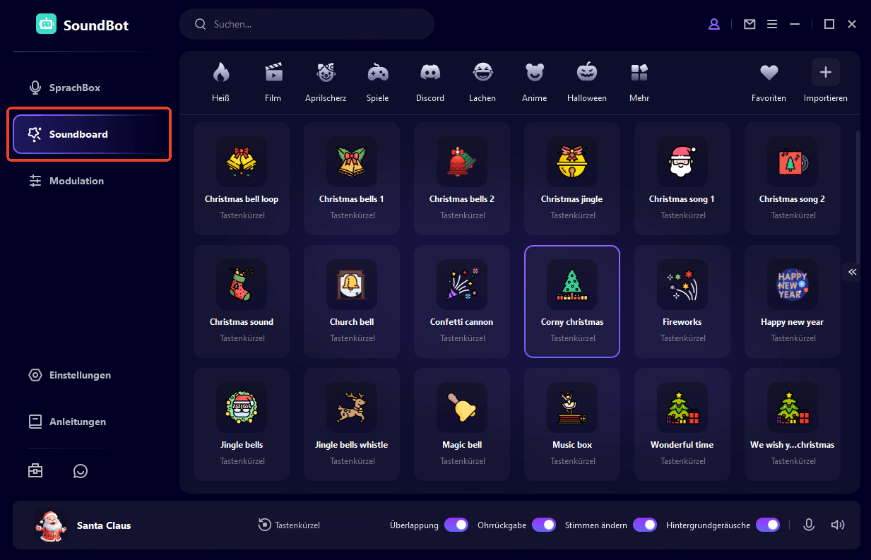 Weihnachts-Soundeffekte in wootechy soundbot