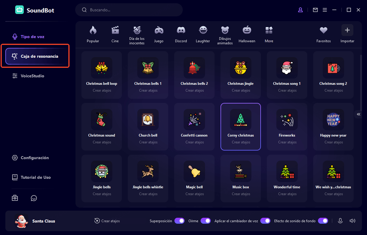 Efectos de sonido navideños en wootechy soundbot