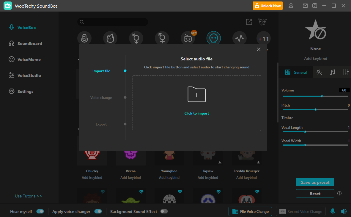 file voice change in Wootechy SoundBot