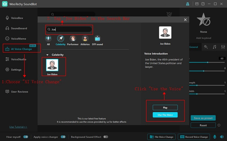 SoundBot Joe Biden AI voice change guide
