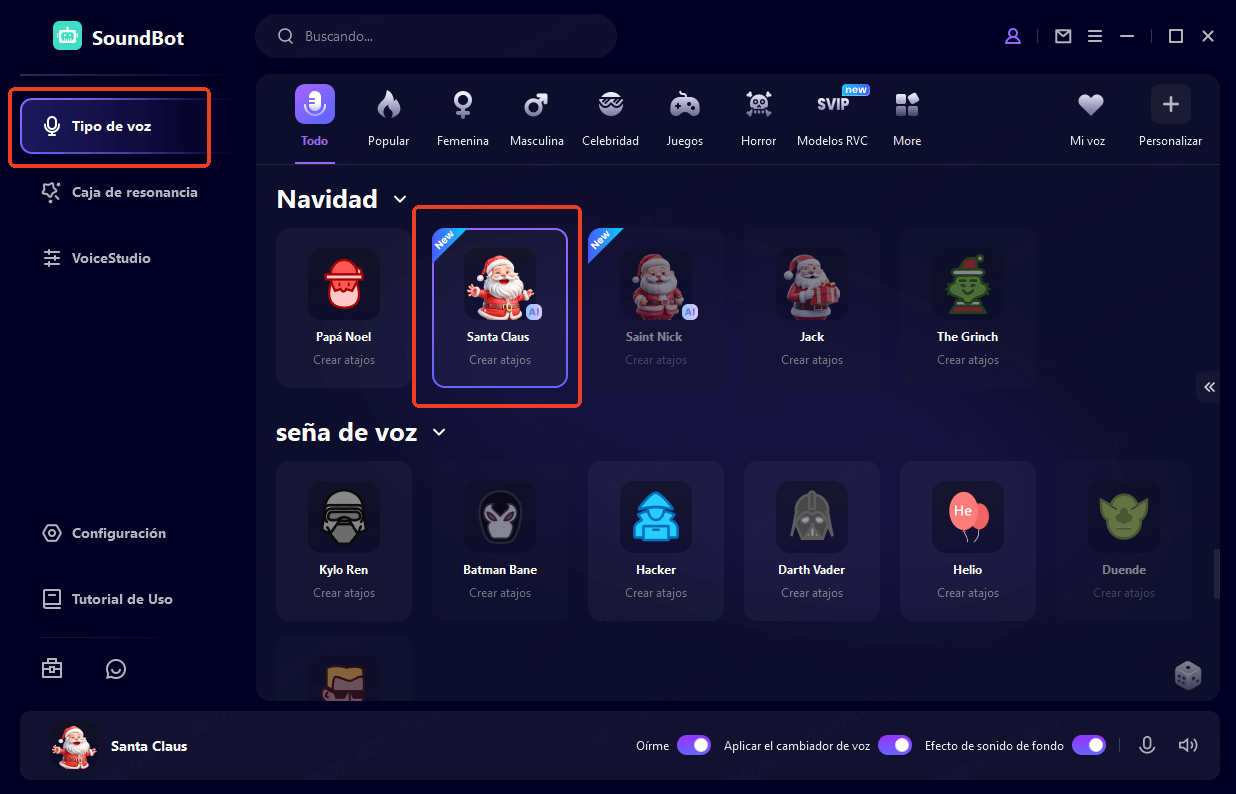 Navidad Santa Claus voz en wootechy soundbot