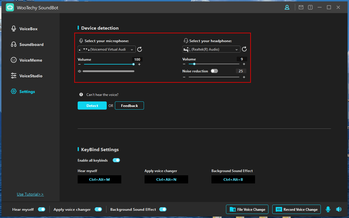 soundbot setting 