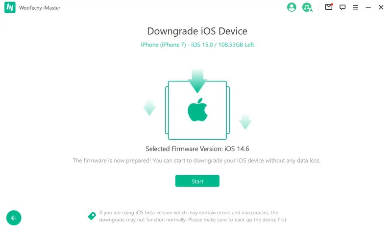 start downgrade ios device