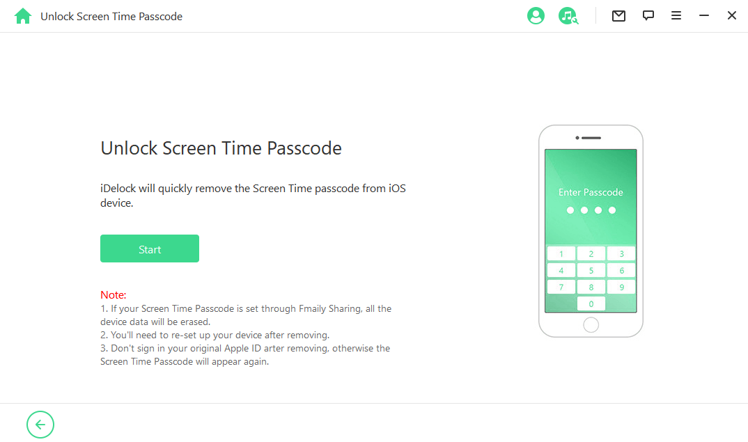 start unlock screen time passcode