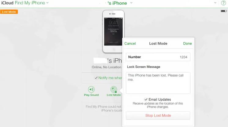 stop lost mode icloud