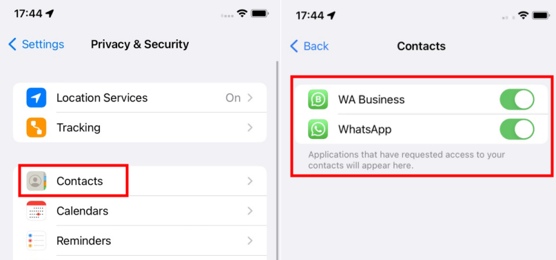 sync contacts to whatsapp ios