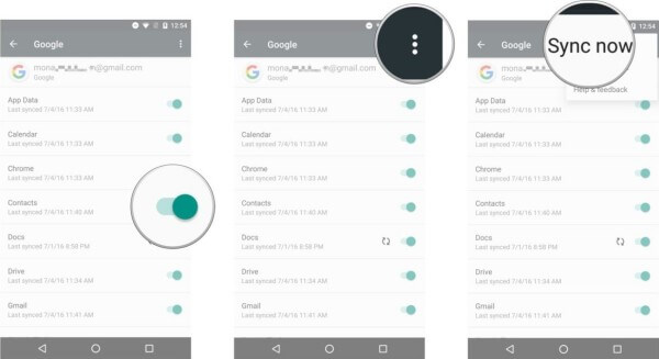 sync contacts on Samsung to Gmail