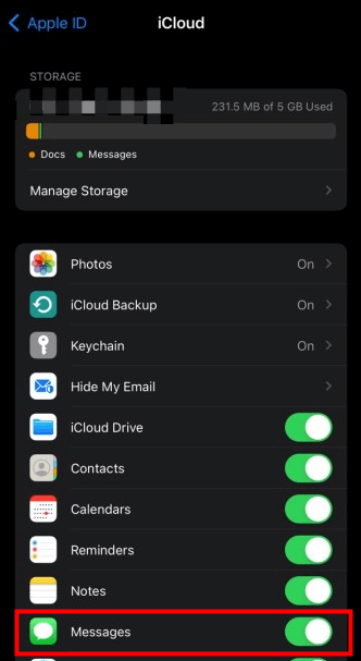sync text messages in iCloud