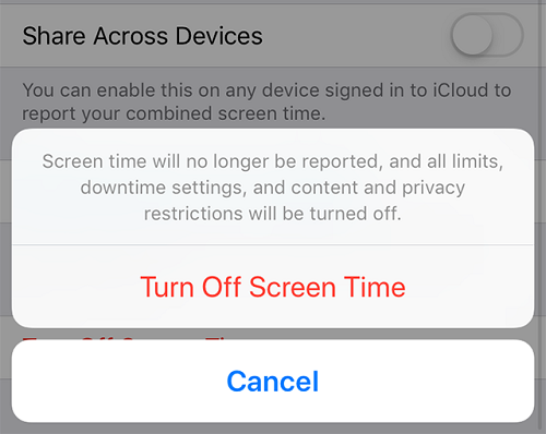 turn off screen time of family sharing