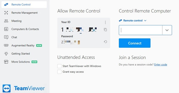 enter ID to control your phone from PC with TeamViewer