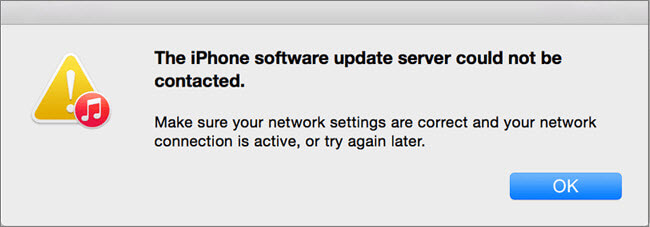 the iPhone software update server could not be contacted