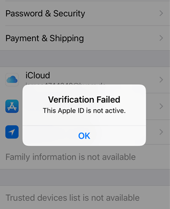 this apple id is not active