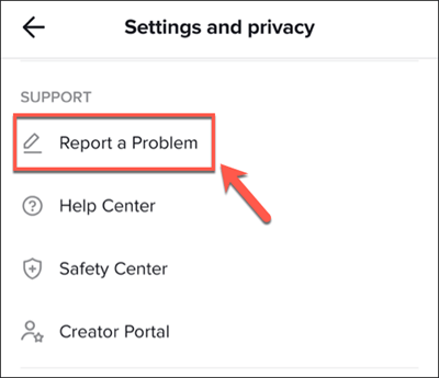 tiktok report problem