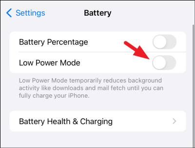 toggle off low power mode