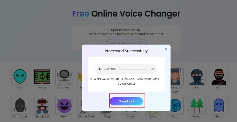 download converted voice with topmediai