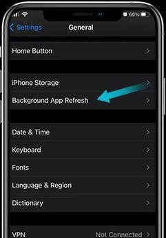 turn off iPhone background app refresh