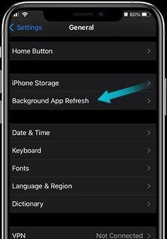 turn off background app refresh iPhone