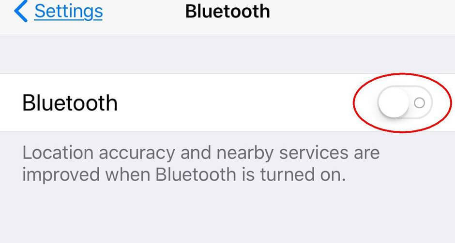 turn iPhone bluetooth off and on