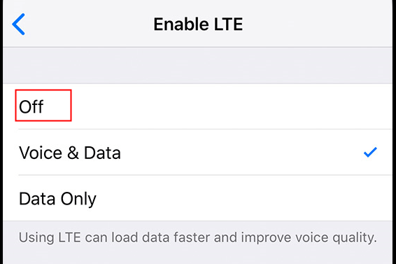turn off enable LTE