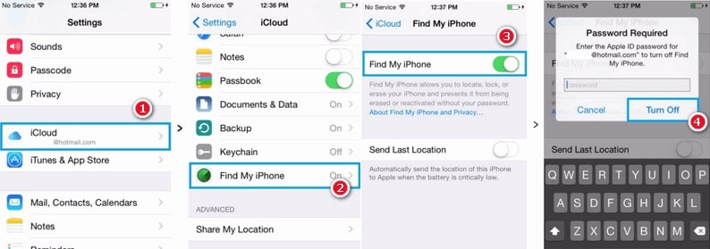 turn off find my iphone on ios 10.3