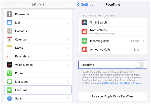 desactivar imessage y facetime