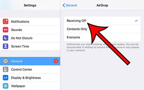 turn off airdrop on iPhone